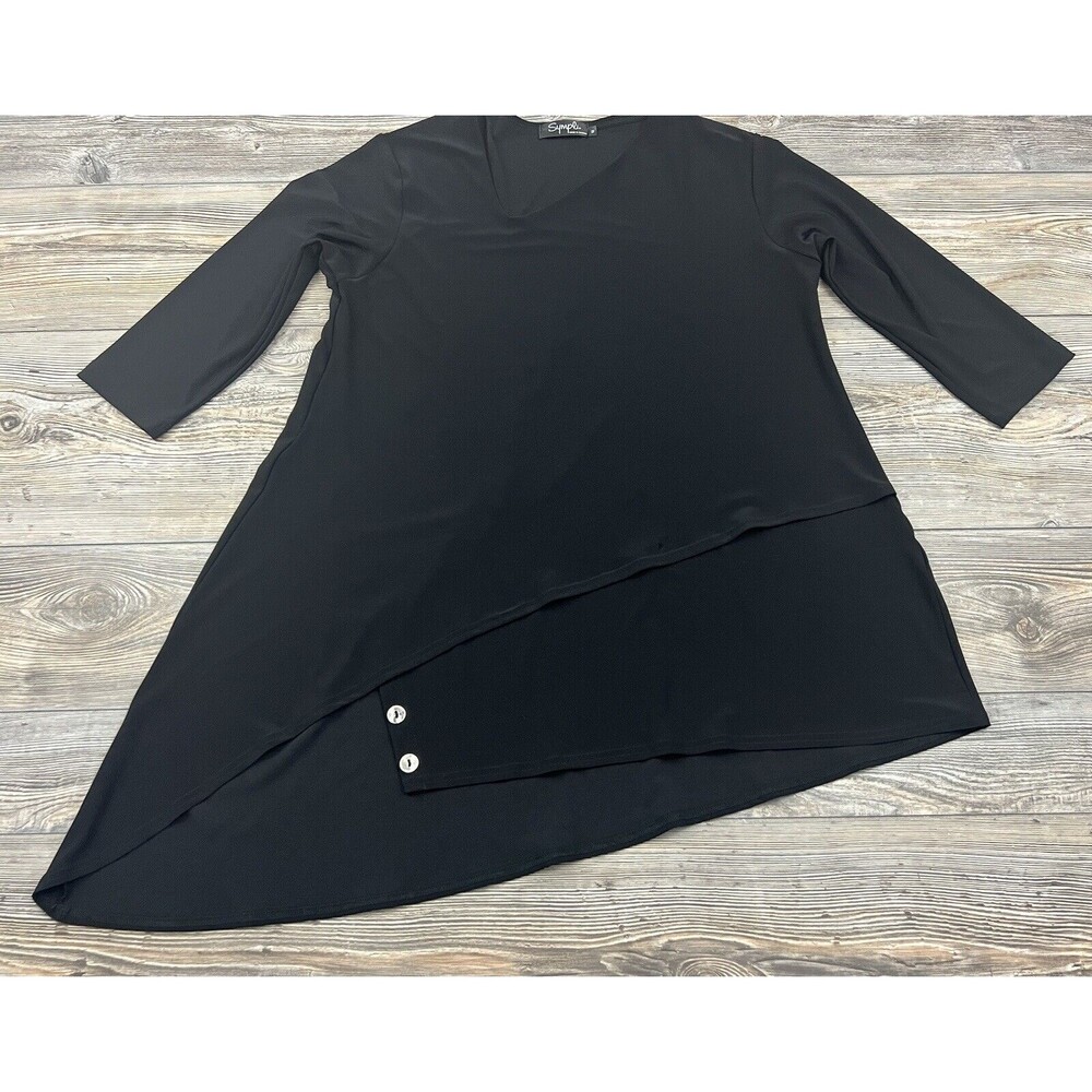 Sympli Top Women 10โ Black Asymmetric Flowy Fluid Jersey Travel Lagenlook Canada